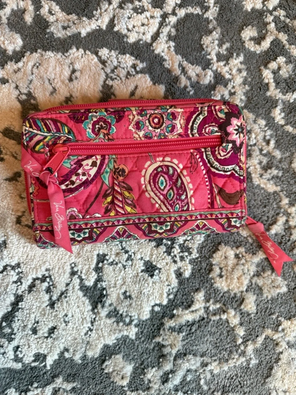 Vera Bradley Pink Floral Quilted Turn-Lock Wallet - Picture 2 of 5